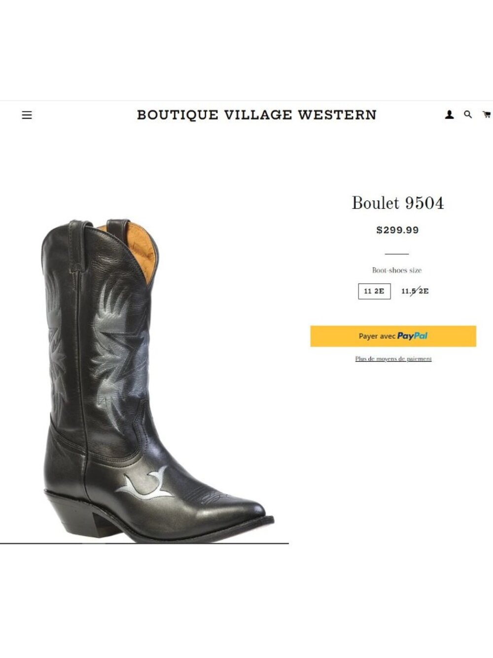 Boulet Mens Size 9.5EE Wide Black Silver Leather Cowboy Western Boots Canada CBC - Picture 5 of 16